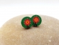 Preview: Sommerblume orange grün 3D Holz Scheiben Ohrstecker flower green